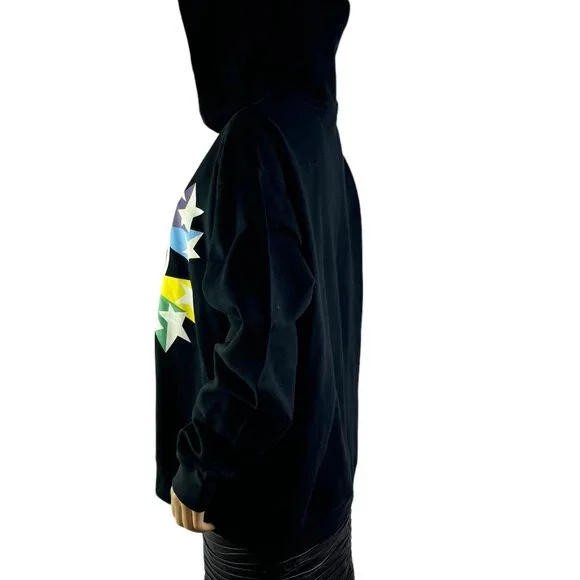 $1,250 GUCCI Black Cotton Multicolor Start GG Men's Hooded Sweatshirt Italy L